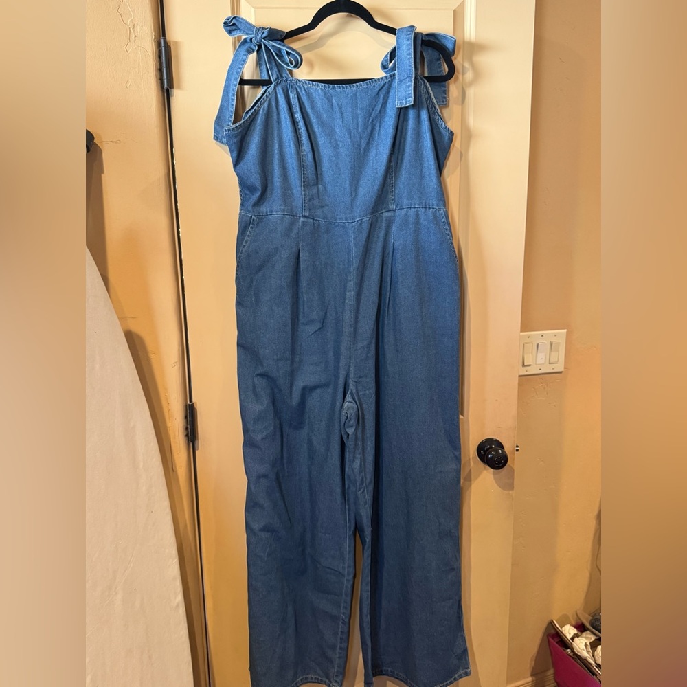 SHEIN Denim Wide Leg Jumpsuit